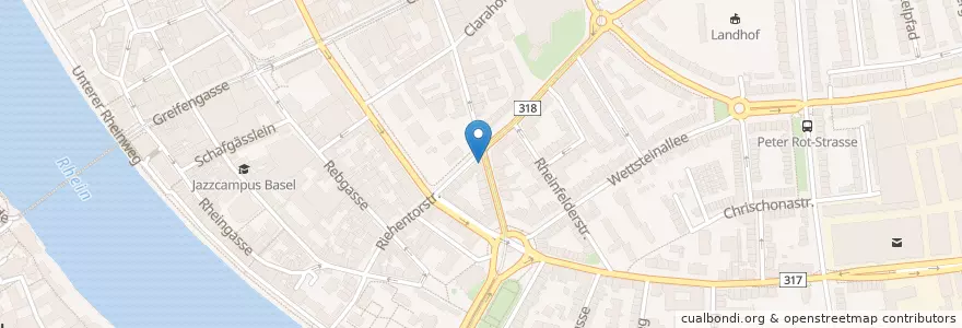 Mapa de ubicacion de Restaurant Pizzeria Roma en Schweiz/Suisse/Svizzera/Svizra, Basel-Stadt, Basel.