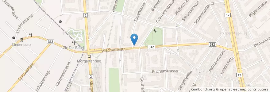 Mapa de ubicacion de GGG Stadtbibliothek Basel West en Suiza, Basilea-Ciudad, Basilea.