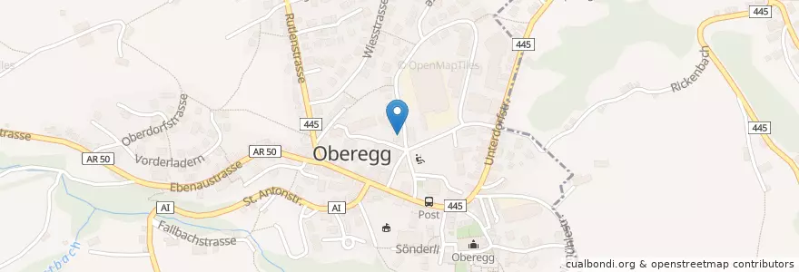 Mapa de ubicacion de Oberegg en Suisse, Saint-Gall, Appenzell Rhodes-Intérieures, Oberegg.