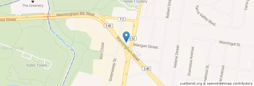 Mapa de ubicacion de Bulleen Fuel en Australia, Victoria, City Of Manningham.