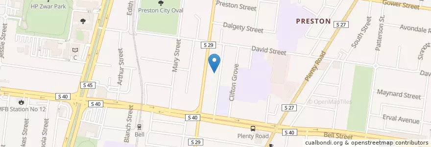 Mapa de ubicacion de Hertz Preston en Australien, Victoria, City Of Darebin.
