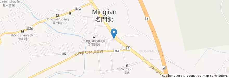 Mapa de ubicacion de 85度C咖啡 en تايوان, مقاطعة تايوان, مقاطعة نانتو, 名間鄉.