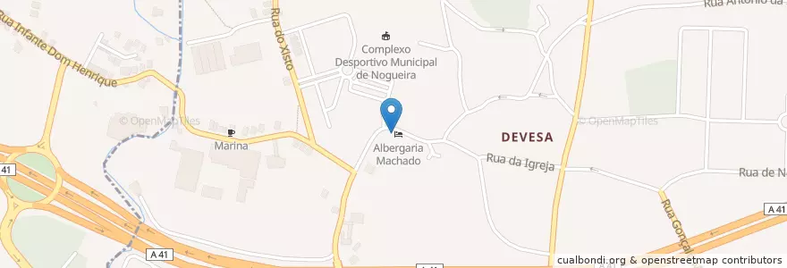 Mapa de ubicacion de Machado en Portekiz, Norte, Porto, Área Metropolitana Do Porto, Maia, Nogueira E Silva Escura.