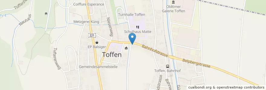 Mapa de ubicacion de Briefeinwurf Toffen, Poststelle Toffen en Schweiz, Bern, Verwaltungsregion Bern-Mittelland, Verwaltungskreis Bern-Mittelland, Toffen.