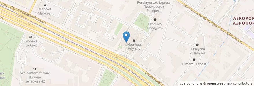 Mapa de ubicacion de Шоколадница en 俄罗斯/俄羅斯, Центральный Федеральный Округ, Москва, Северный Административный Округ, Район Аэропорт.