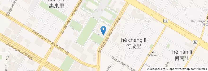 Mapa de ubicacion de 摩斯漢堡 en 타이완, 타이중 시.