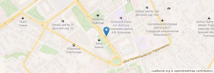 Mapa de ubicacion de Будь здоров! en Rússia, Distrito Federal Central, Oblast De Voronej, Городской Округ Воронеж.
