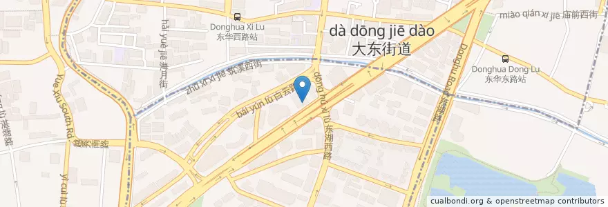 Mapa de ubicacion de 鸿星海鲜酒家 en Китай, Гуандун, Гуанчжоу, 越秀区, 大东街道.