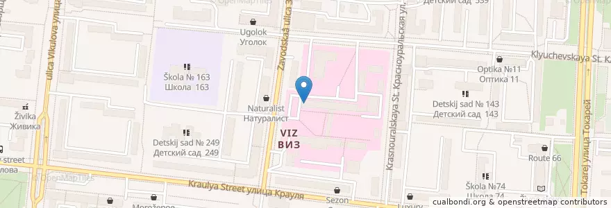 Mapa de ubicacion de Городская клиническая больница № 33 en Russia, Ural Federal District, Sverdlovsk Oblast, Yekaterinburg Municipality.