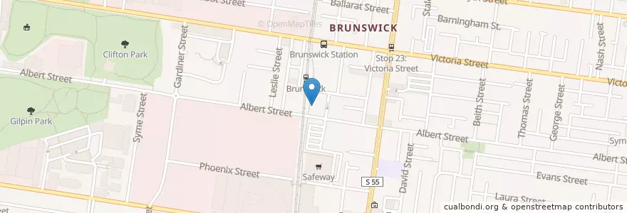 Mapa de ubicacion de Railway Hotel en Australië, Victoria, City Of Moreland.