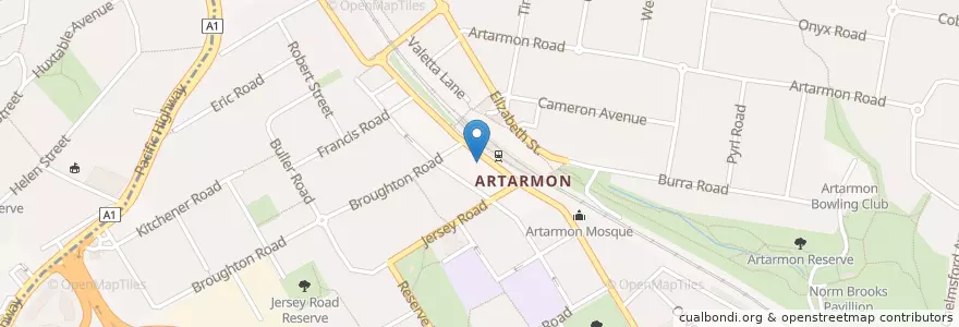Mapa de ubicacion de Artamon Post Office en 오스트레일리아, New South Wales, Willoughby City Council, 시드니.