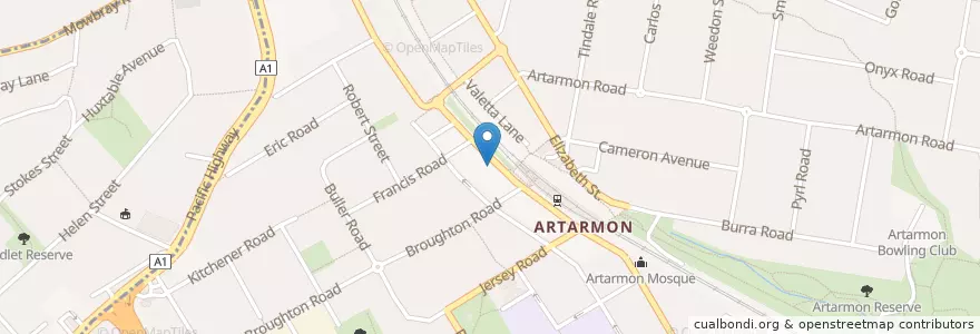 Mapa de ubicacion de Artarmon Gormnet Chicken en Australia, Nueva Gales Del Sur, Willoughby City Council, Sydney.