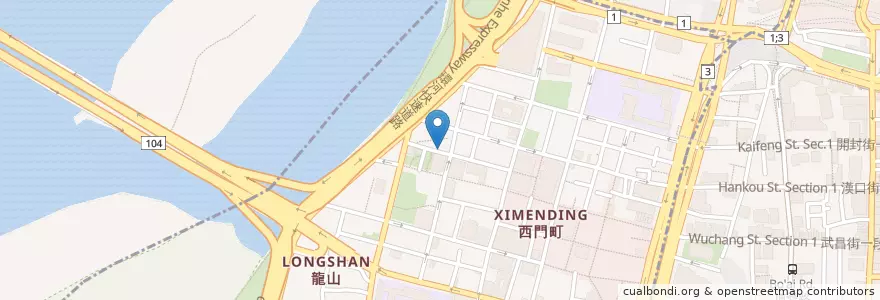 Mapa de ubicacion de 王老先生有塊地單車酒吧 en Taiwan, 新北市, Taipei, 萬華區.