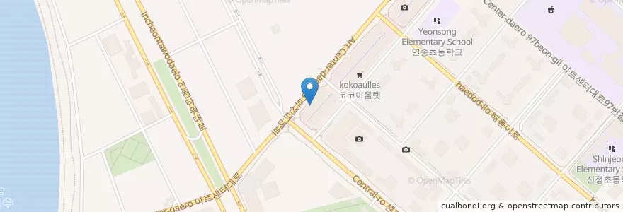 Mapa de ubicacion de 모뉴망 en Corea Del Sud, 인천, 연수구, 송도동.