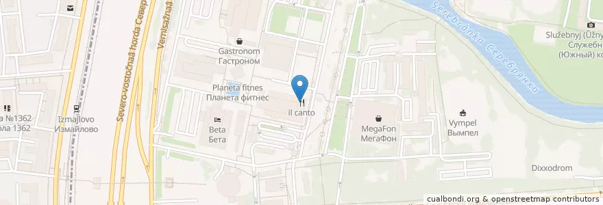 Mapa de ubicacion de il canto en Rusland, Centraal Federaal District, Moskou, Восточный Административный Округ, Район Измайлово.