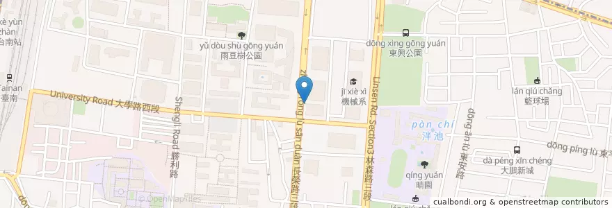 Mapa de ubicacion de 電機系機車停車場 en تایوان, 臺南市, 東區.