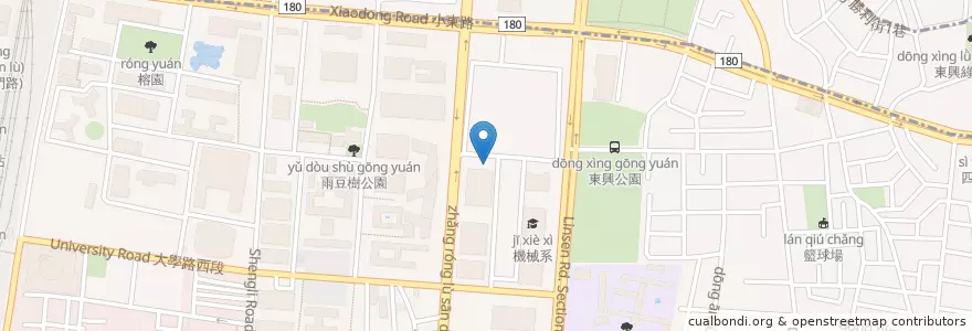 Mapa de ubicacion de 化工系汽車停車場 en Taiwan, Tainan, 北區, 東區.
