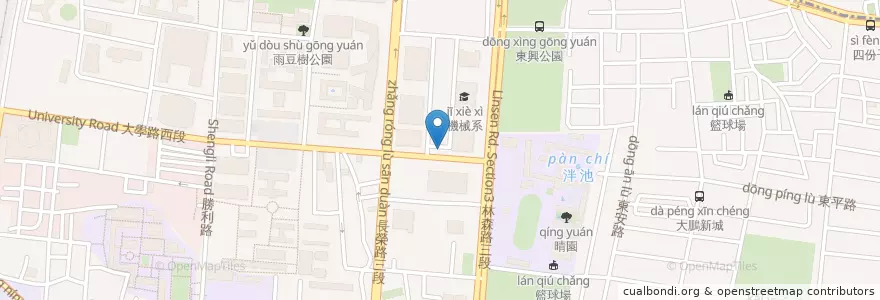 Mapa de ubicacion de 機車停車格 en Taiwán, 臺南市, 東區.