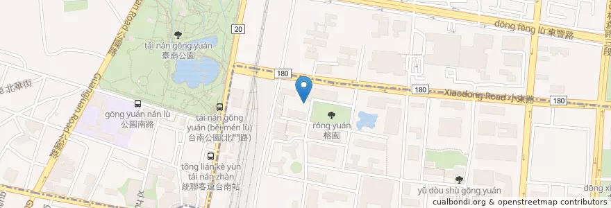Mapa de ubicacion de 都計系建築系建停車格 en Тайвань, Тайнань, 北區, 東區.