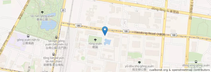 Mapa de ubicacion de 修齊大樓機車停車場(出入口) en Taiwán, 臺南市, 北區, 東區.