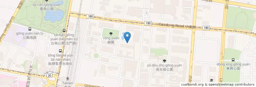 Mapa de ubicacion de 歷史系停車格 en 臺灣, 臺南市, 北區, 東區.