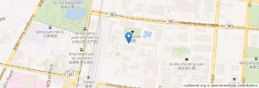 Mapa de ubicacion de 唯農大樓汽車停車場 en Тайвань, Тайнань, 北區, 東區.