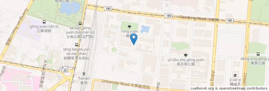 Mapa de ubicacion de 唯農大樓汽車停車場 en تایوان, 臺南市, 北區, 東區.