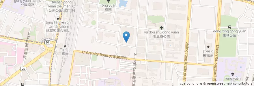 Mapa de ubicacion de 管理學院停車格 en تایوان, 臺南市, 東區.