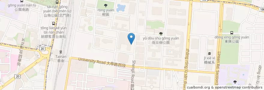 Mapa de ubicacion de 管理學院汽車停車場 en Taiwan, Tainan, Distretto Settentrionale, Distretto Orientale.