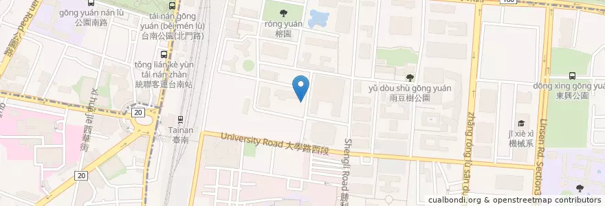 Mapa de ubicacion de 學生活動中心停車格 en Taiwan, Tainan, North District, Eastern District.