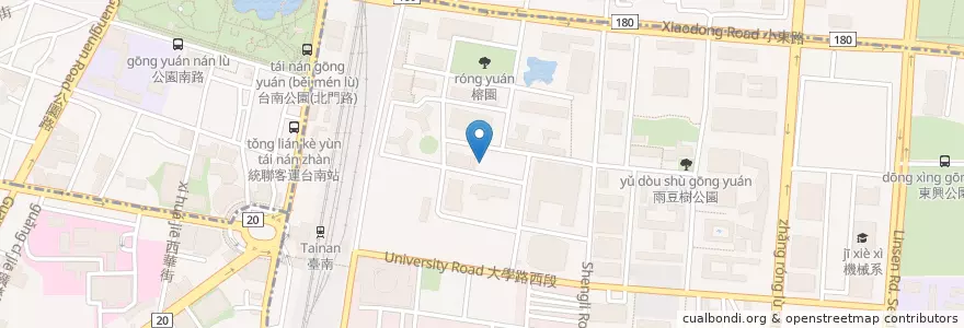Mapa de ubicacion de 軍訓室汽車停車場 en 臺灣, 臺南市, 北區, 東區.