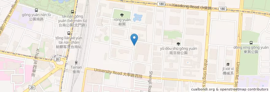 Mapa de ubicacion de 管理學院停車格 en Tayvan, 臺南市, 北區, 東區.