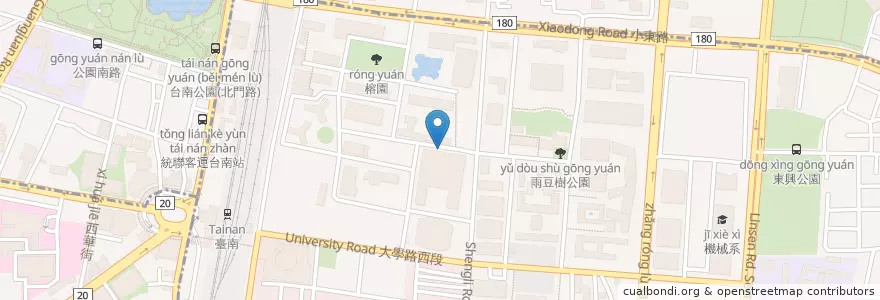 Mapa de ubicacion de 管理學院停車格 en Tayvan, 臺南市, 北區, 東區.