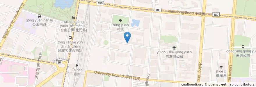 Mapa de ubicacion de 雲平大樓停車格 en تایوان, 臺南市, 北區, 東區.