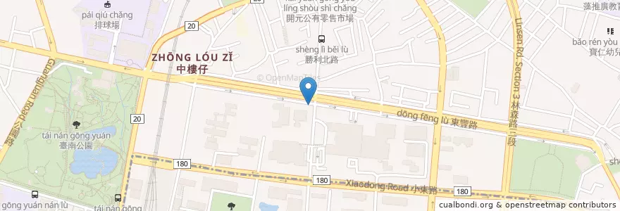 Mapa de ubicacion de 機車停車格 en 臺灣, 臺南市, 北區.