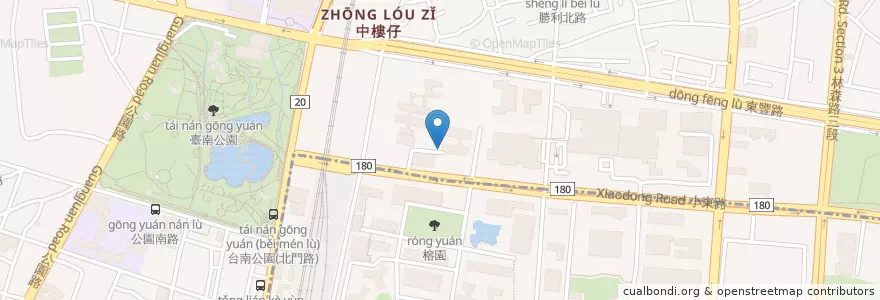 Mapa de ubicacion de 社會科學院停車場 en Taiwan, Tainan, 北區.