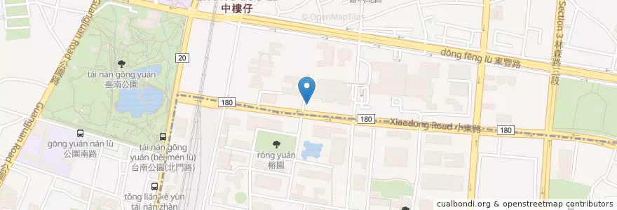 Mapa de ubicacion de 醫院機車停車場 en 臺灣, 臺南市, 北區.