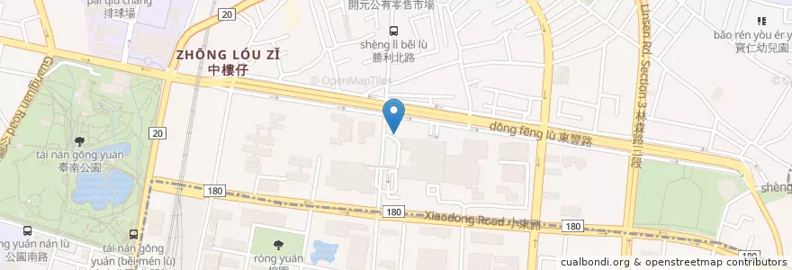 Mapa de ubicacion de 醫院機車停車格 en 臺灣, 臺南市, 北區.