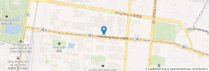 Mapa de ubicacion de 醫學院機車停車格 en Taïwan, Tainan, District Nord.