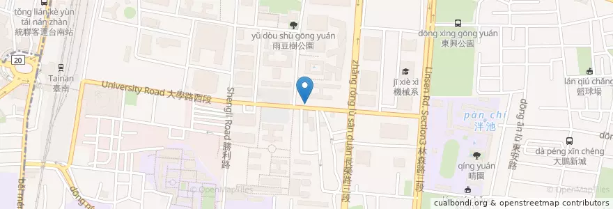 Mapa de ubicacion de 工科地下機車停車場(出入口) en Taiwán, 臺南市, 東區.