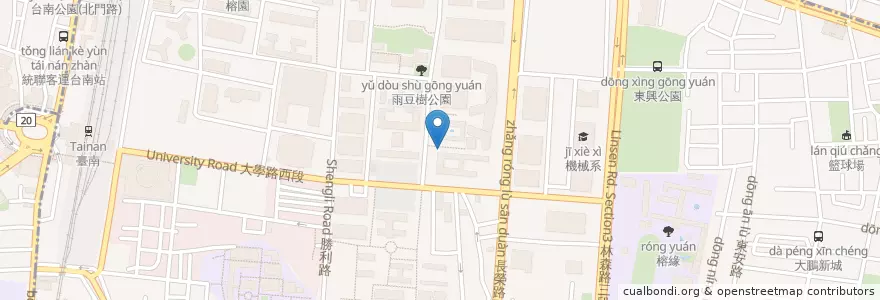 Mapa de ubicacion de 工科系腳踏車停車格 en Taiwan, Tainan, Eastern District.