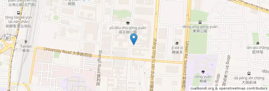 Mapa de ubicacion de 資工系腳踏車停車格 en 臺灣, 臺南市, 東區.