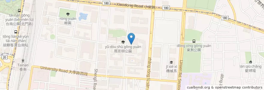 Mapa de ubicacion de 材料系腳踏車停車格 en Taiwan, Tainan, 北區, 東區.