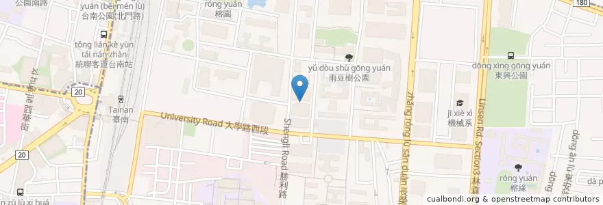 Mapa de ubicacion de 地科物理停車格 en 臺灣, 臺南市, 東區.