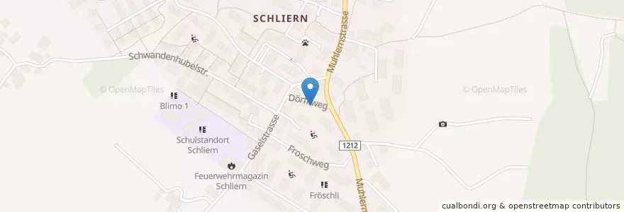 Mapa de ubicacion de Briefeinwurf Schliern bei Köniz, Bushaltestelle Schliern en Швейцария, Берн, Verwaltungsregion Bern-Mittelland, Verwaltungskreis Bern-Mittelland, Köniz.