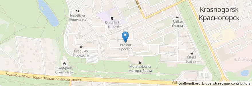Mapa de ubicacion de Монтенегро en Rusland, Centraal Federaal District, Oblast Moskou, Городской Округ Красногорск.