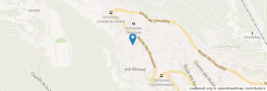 Mapa de ubicacion de Poste d' Ovronnaz en Suíça, Valais/Wallis, Martigny, Leytron.