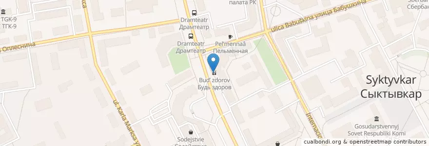 Mapa de ubicacion de Будь здоров en Russland, Föderationskreis Nordwest, Republik Komi, Городской Округ Сыктывкар.