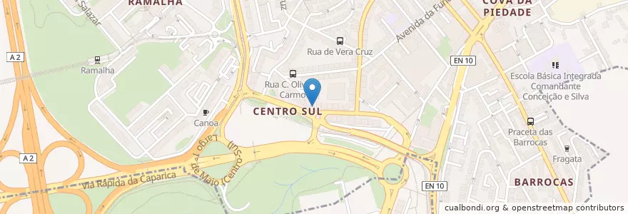 Mapa de ubicacion de Bazar Centro Sul en Portugal, Aire Métropolitaine De Lisbonne, Setúbal, Península De Setúbal, Almada.
