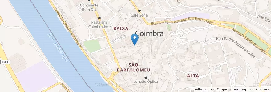Mapa de ubicacion de Tasquinha da Baixa en ポルトガル, Centro, Baixo Mondego, Coimbra, Coimbra, Sé Nova, Santa Cruz, Almedina E São Bartolomeu.